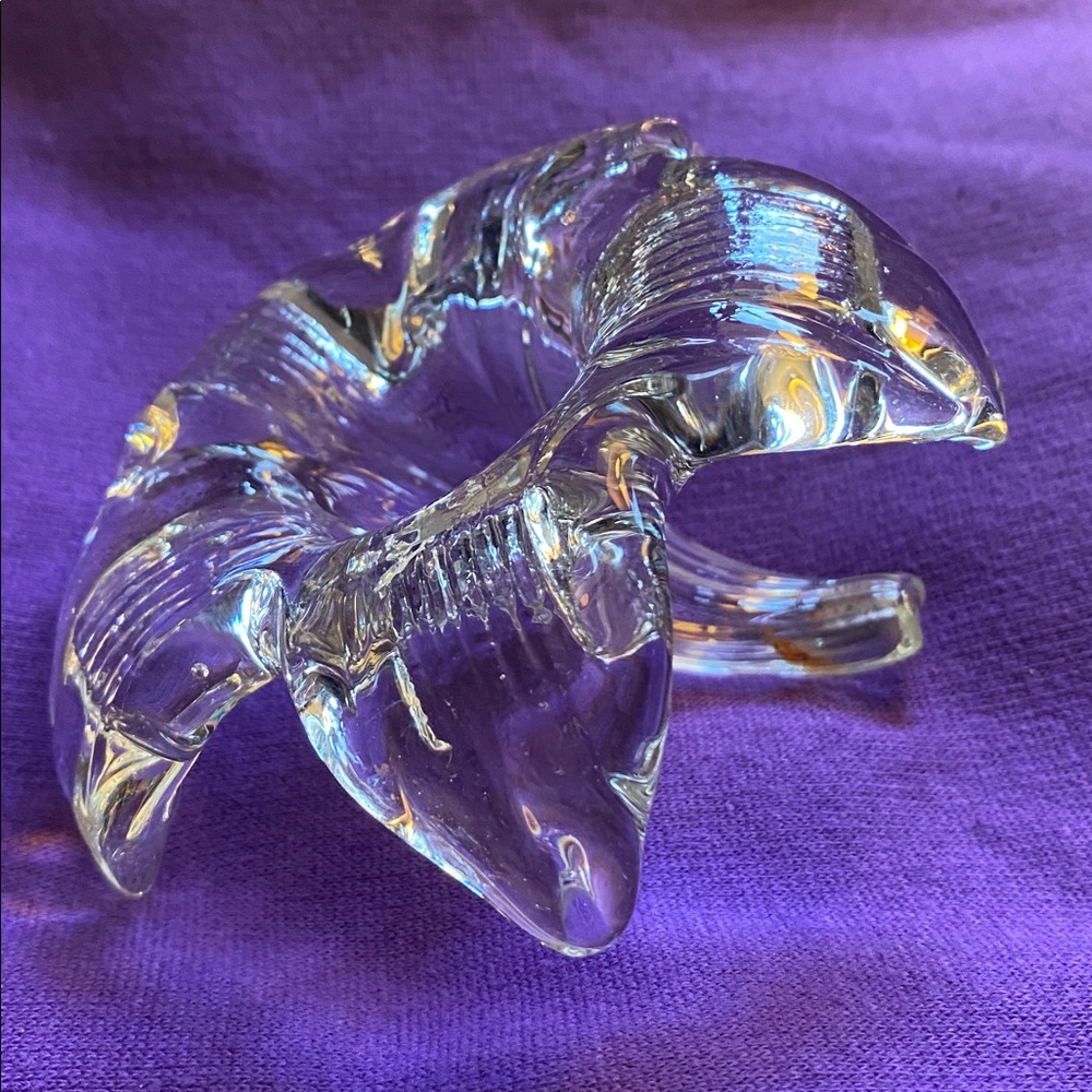Vintage Hand Blown Clear Art Glass Lily Flower Stem Bud Vase Figurine